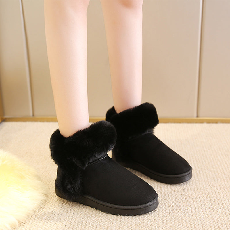 Snow Boots For Women Students Winter Warm Slip On Fluffy Platform Comfy Fleece Ankle Boots Non-slip Plush Cotton Shoes Pi-Mart