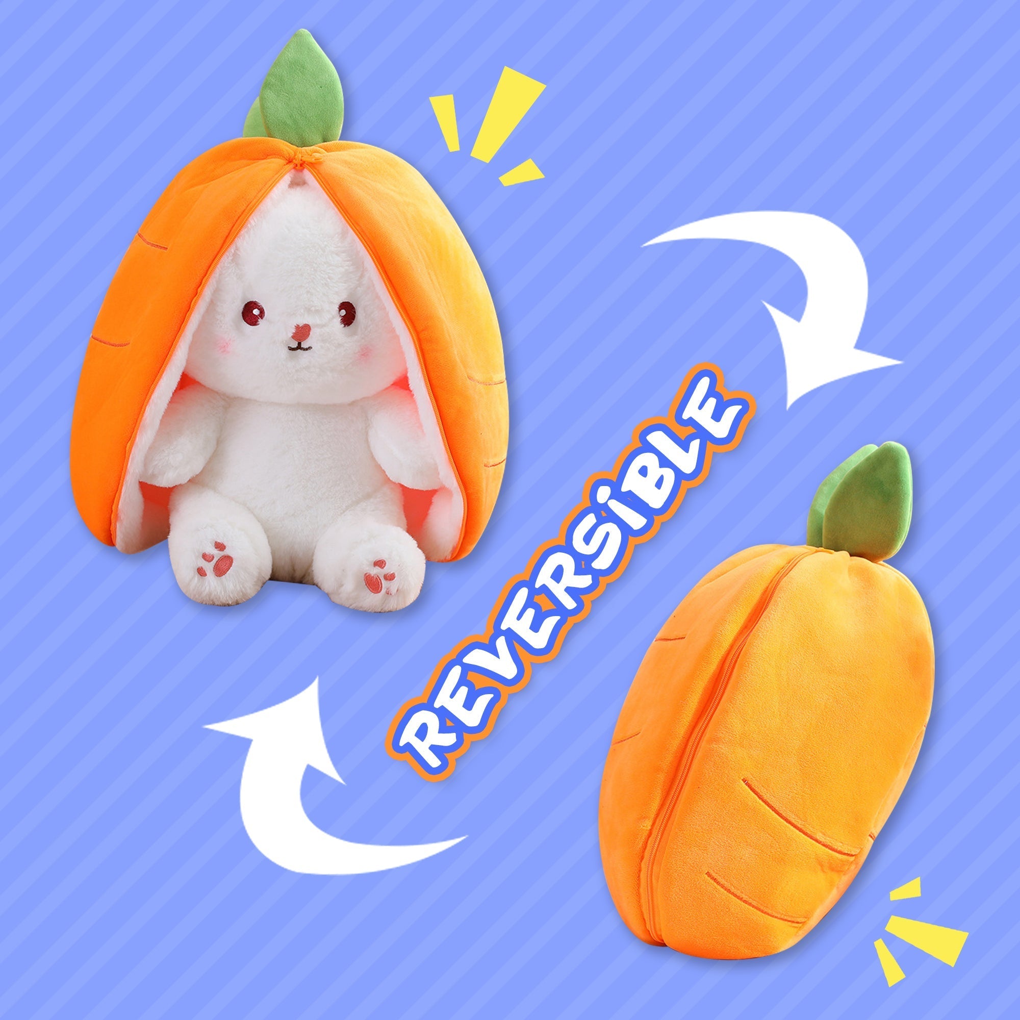 Kawaii Fruit Transfigured Bunny Plush Toy Cute Carrot Strawberry Turn Into Rabbit Plush Toy Kids Birthday Christmas Gift Muppet Pi-Mart