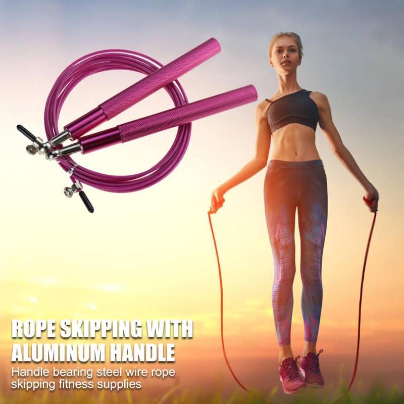 3m High Speed Aerobic Steel Wire Skipping Rope Aluminum Handle Steel Wire Jump Rope Ball Bearing Skipping Rope With Aluminium Alloy Handle And Ball Bearing Tangle-Free Exercise Rope For Fat Burning Exercises Training Fitness Stevvex