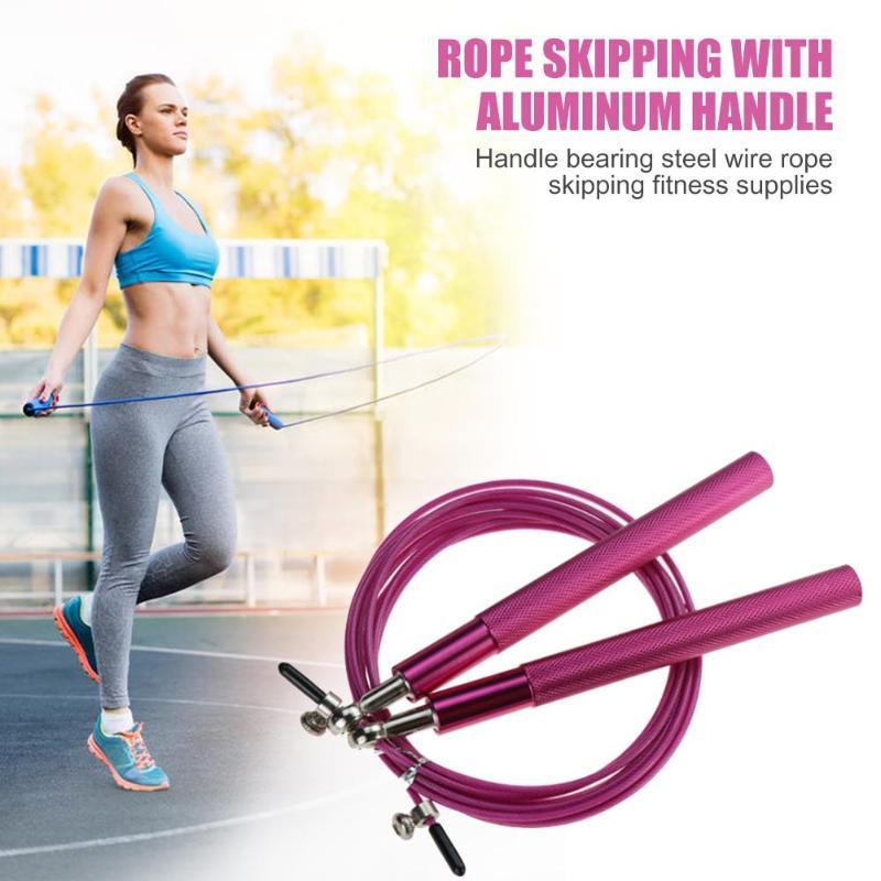 3m High Speed Aerobic Steel Wire Skipping Rope Aluminum Handle Steel Wire Jump Rope Ball Bearing Skipping Rope With Aluminium Alloy Handle And Ball Bearing Tangle-Free Exercise Rope For Fat Burning Exercises Training Fitness Stevvex