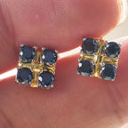 3mm Black Moissanite Stud Earrings 925 Sterling Silver Certified Gift BandsCo Straps