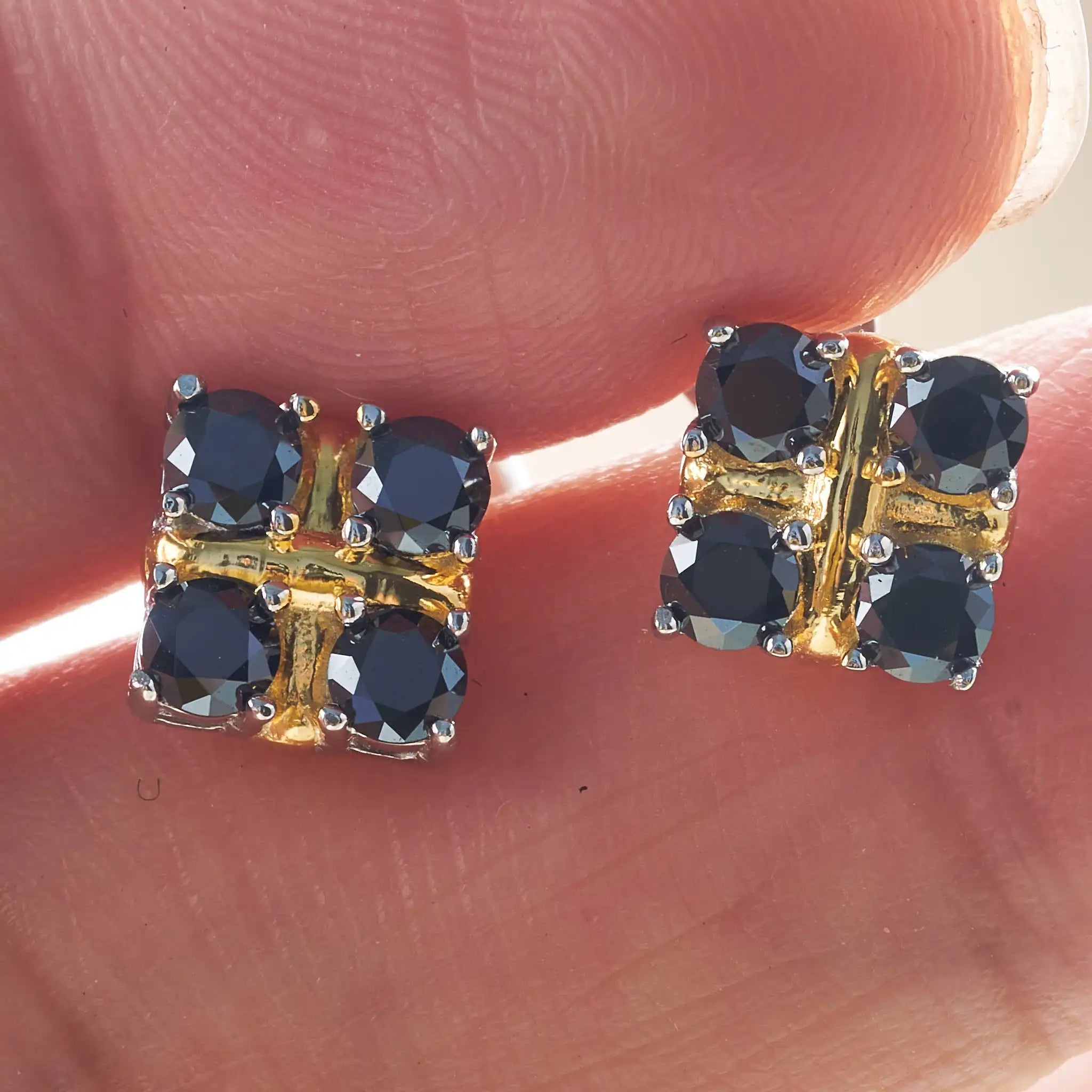 3mm Black Moissanite Stud Earrings 925 Sterling Silver Certified Gift BandsCo Straps