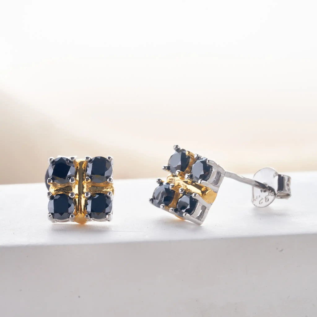 3mm Black Moissanite Stud Earrings 925 Sterling Silver Certified Gift BandsCo Straps