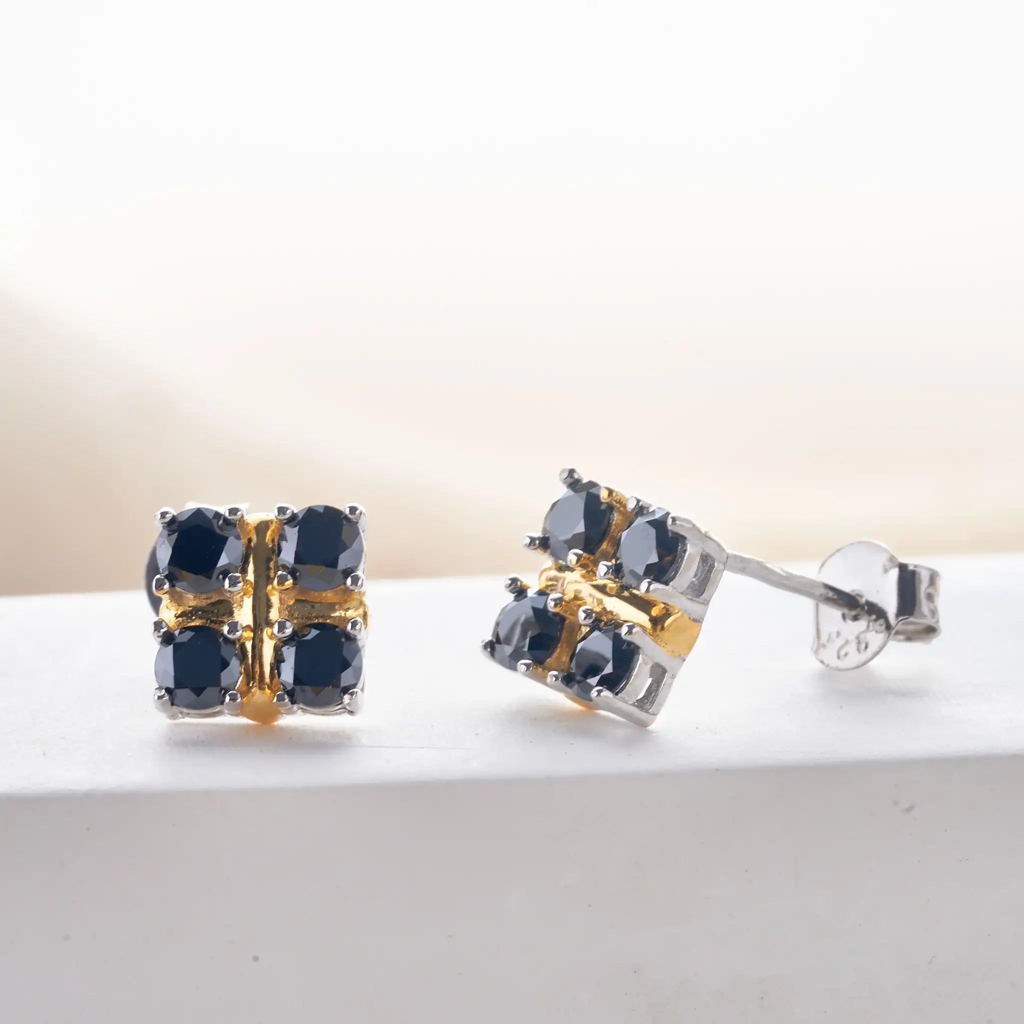 3mm Black Moissanite Stud Earrings 925 Sterling Silver Certified Gift BandsCo Straps