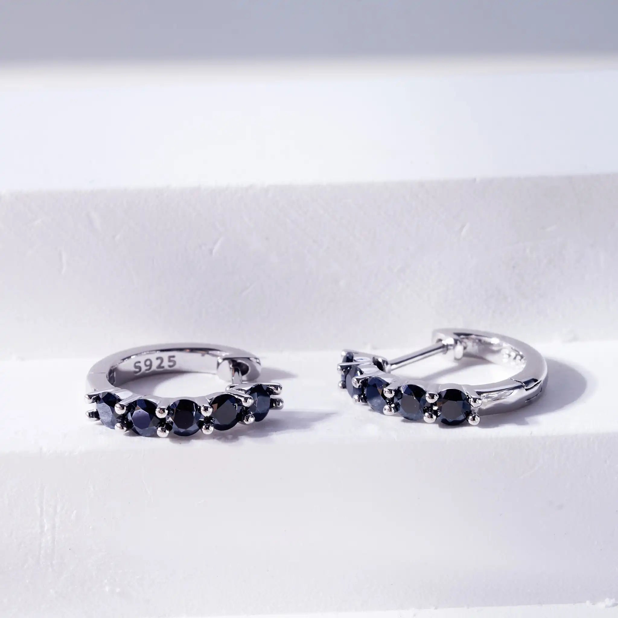 3mm Black Moissanite Stud Earrings 925 Sterling Silver Certified Gift BandsCo Straps