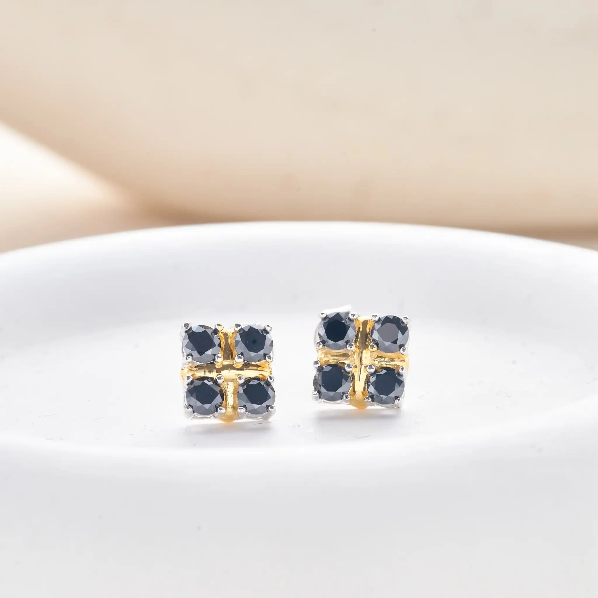 3mm Black Moissanite Stud Earrings 925 Sterling Silver Certified Gift BandsCo Straps