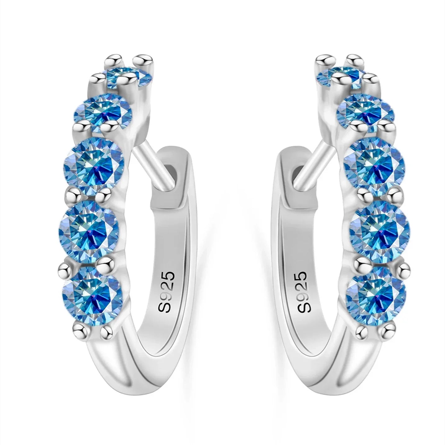 1ct D Color 3mm Moissanite Hoop Charm Earrings 925 Sterling Silver Women BandsCo Straps