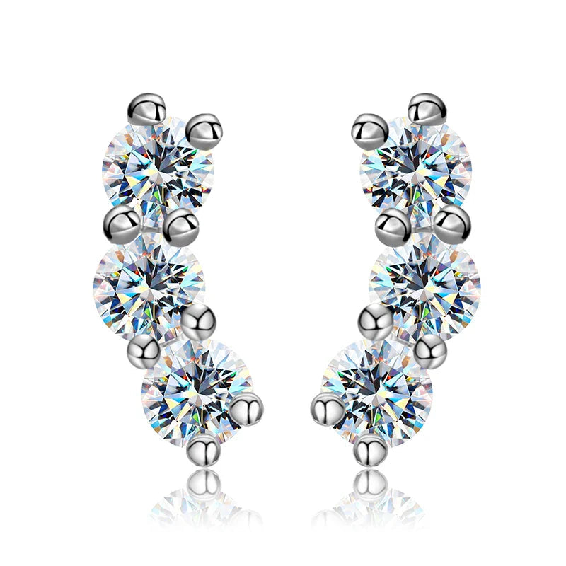 3mm Moissanite Diamond Stud Earrings 925 Sterling Silver 18K White Gold Plated BandsCo Straps