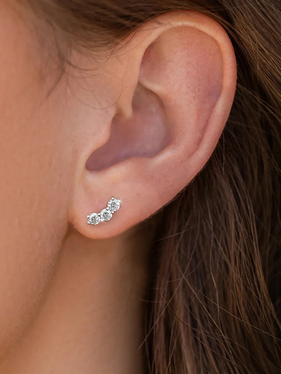 3mm Moissanite Diamond Stud Earrings 925 Sterling Silver 18K White Gold Plated BandsCo Straps