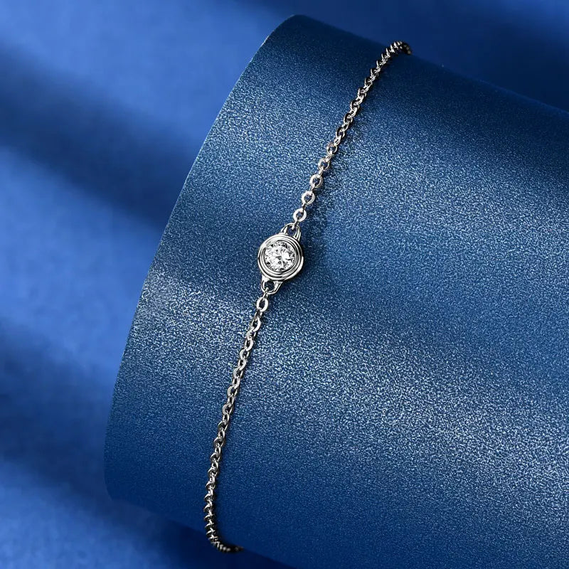 3mm Moissanite Jewelry Set 925 Sterling Silver Necklace Bracelet Stud Earrings BandsCo Straps