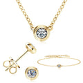 3mm Moissanite Jewelry Set 925 Sterling Silver Necklace Bracelet Stud Earrings BandsCo Straps