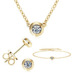 3mm Moissanite Jewelry Set 925 Sterling Silver Necklace Bracelet Stud Earrings BandsCo Straps