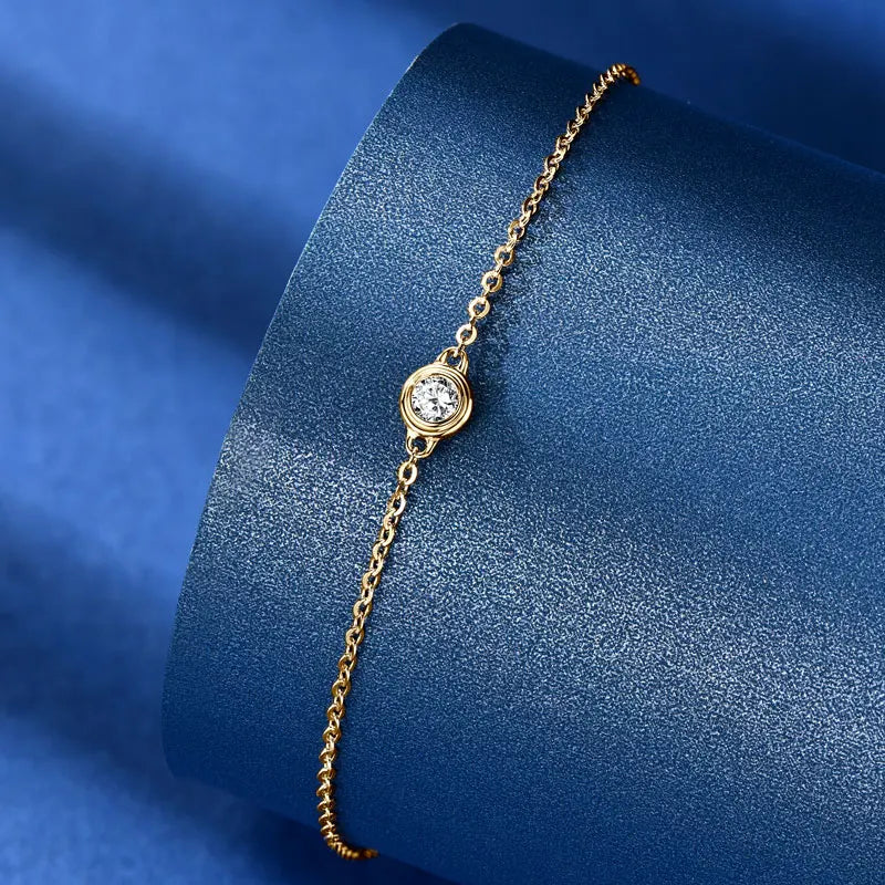 3mm Moissanite Jewelry Set 925 Sterling Silver Necklace Bracelet Stud Earrings BandsCo Straps