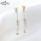 3mm VVS1 Moissanite Long Drop Tassel Earrings 925 Silver Bezel Set Dangle BandsCo Straps