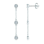 3mm VVS1 Moissanite Long Drop Tassel Earrings 925 Silver Bezel Set Dangle BandsCo Straps