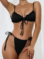 3PCS Ladies Split Swimwear Sets Women Swimsuit Women's Bikini Swimsuits Bikini Set With Wrap Skirt Underwire Swimwear Bathing Suit Chiffon Cover Up Bikini Ruffles Lace-up  Mesh Cover Ups Bikinis Set Stevvex