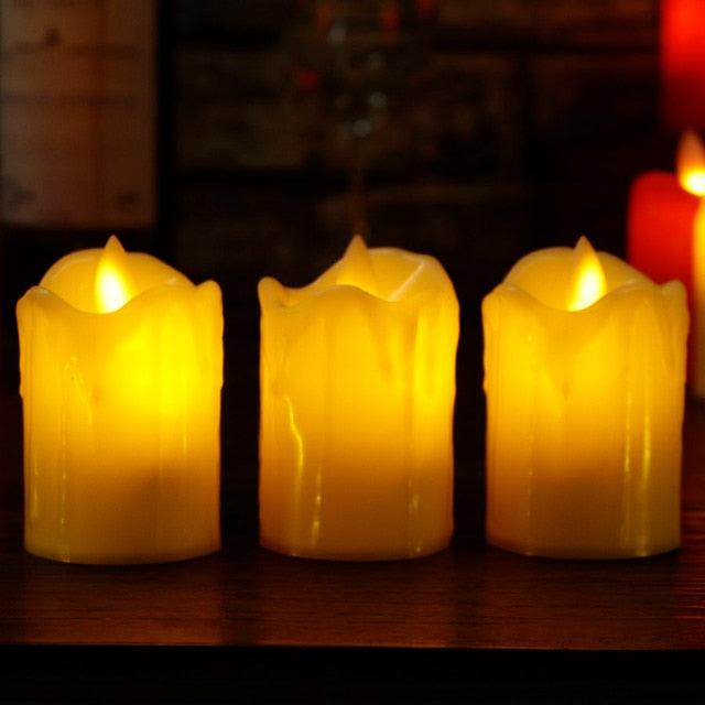 3pcs Led Flameless Candle Flameless Candles Led Candles Battery Operated Candles Plastic Simulated flame LED Birthday Candle Lights Christmas Wedding Party Home Decoration Stevvex