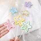 3PCS Love Happy Birthday Cake Toppers Star Cupcake Toppers Cake Decorations Glitter Star Cupcake Picks White Cloud Toothpicks for Baby Shower Stars Cupcake Topper Flags For Wedding Kids Birthday Party Supplies Cake Decoration Stevvex