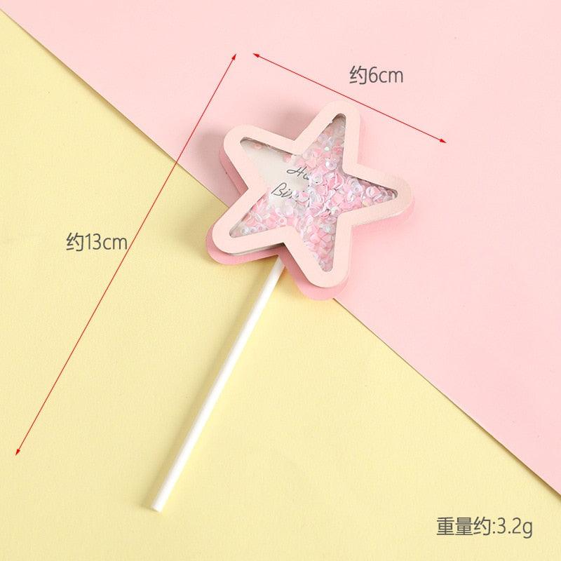 3PCS Love Happy Birthday Cake Toppers Star Cupcake Toppers Cake Decorations Glitter Star Cupcake Picks White Cloud Toothpicks for Baby Shower Stars Cupcake Topper Flags For Wedding Kids Birthday Party Supplies Cake Decoration Stevvex