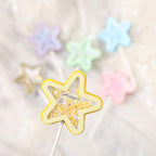 3PCS Love Happy Birthday Cake Toppers Star Cupcake Toppers Cake Decorations Glitter Star Cupcake Picks White Cloud Toothpicks for Baby Shower Stars Cupcake Topper Flags For Wedding Kids Birthday Party Supplies Cake Decoration Stevvex