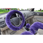 3Pcs Set Winter Fashion Wool Fur Soft Furry Car Steering Wheel Covers 16 Colors Winter Universal Hand Brake Gear Cover  Car Accessories