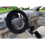 3Pcs Set Winter Fashion Wool Fur Soft Furry Car Steering Wheel Covers 16 Colors Winter Universal Hand Brake Gear Cover  Car Accessories