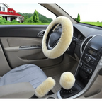 3Pcs Set Winter Fashion Wool Fur Soft Furry Car Steering Wheel Covers 16 Colors Winter Universal Hand Brake Gear Cover  Car Accessories