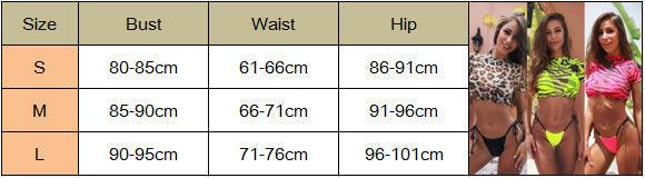 3PCS Women's Leopard Bikini Swimwear Swimsuit Bathing Beach Holiday Short Sleeve Leopard Print 3 Piece Short Sleeve Bikini Set Swimsuit Micro Triangle Bathing suit Stevvex