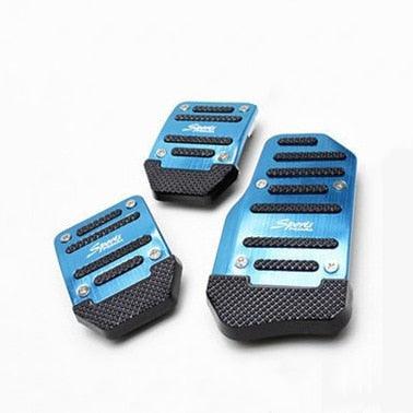 3Pcs/Set Universal Aluminum Manual Transmission Non-Slip Car Pedal Cover Set Kit Pedals Red Blue Silver Car Vehicle Sports Accelerator Brake No Drill Non-Slip Performance Car Rest Pedal Brake Auto Sports Gas Fuel Petrol Clutch Brake Pad Auto Accessories Stevvex