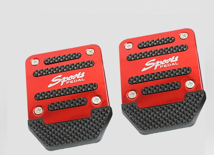 3Pcs/Set Universal Aluminum Manual Transmission Non-Slip Car Pedal Cover Set Kit Pedals Red Blue Silver Car Vehicle Sports Accelerator Brake No Drill Non-Slip Performance Car Rest Pedal Brake Auto Sports Gas Fuel Petrol Clutch Brake Pad Auto Accessories Stevvex