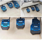 3Pcs/Set Universal Aluminum Manual Transmission Non-Slip Car Pedal Cover Set Kit Pedals Red Blue Silver Car Vehicle Sports Accelerator Brake No Drill Non-Slip Performance Car Rest Pedal Brake Auto Sports Gas Fuel Petrol Clutch Brake Pad Auto Accessories Stevvex
