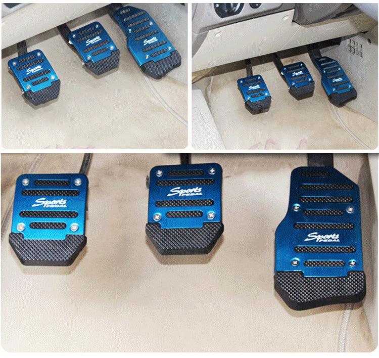 3Pcs/Set Universal Aluminum Manual Transmission Non-Slip Car Pedal Cover Set Kit Pedals Red Blue Silver Car Vehicle Sports Accelerator Brake No Drill Non-Slip Performance Car Rest Pedal Brake Auto Sports Gas Fuel Petrol Clutch Brake Pad Auto Accessories Stevvex