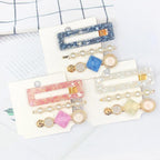 3PCS/Set Women Girls Hair Clips Square Round Pearls Hairpins Headband Barrettes Fashion Hair Clip Hairpins for Women Girls Headwear Styling Tools