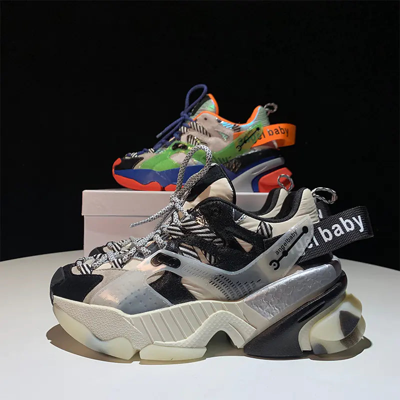 Trendy Color Block Platform Sneakers for Women Pi-Mart