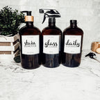 32 Oz Amber Glass Reusable Dispenser Bottle For Soap Laundry Mouthwash Refillable Pump Included BandsCo Straps