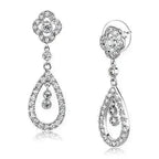 3W1351 - Rhodium Brass Earrings with AAA Grade CZ  in Clear