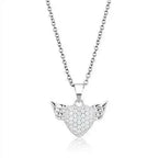3W1378 - Rhodium 925 Sterling Silver Chain Pendant with AAA Grade CZ