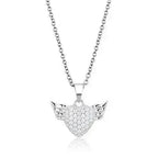 3W1378 - Rhodium 925 Sterling Silver Chain Pendant with AAA Grade CZ