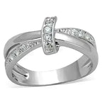 3W819 - Rhodium Brass Ring with AAA Grade CZ  in Clear