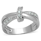 3W819 - Rhodium Brass Ring with AAA Grade CZ  in Clear