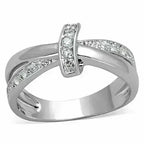 3W819 - Rhodium Brass Ring with AAA Grade CZ  in Clear