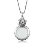 3W913 - Rhodium Brass Magnifier pendant with Synthetic Synthetic Glass