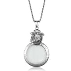 3W913 - Rhodium Brass Magnifier pendant with Synthetic Synthetic Glass
