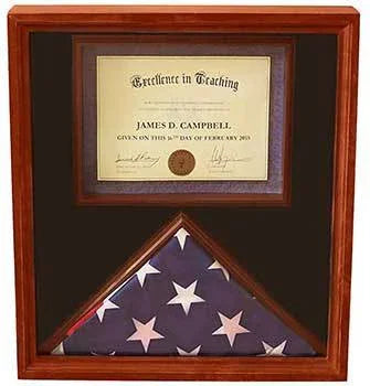 3x5 Flag Display Case with Certificate & Document Holder Big Frame The Military Gift Store