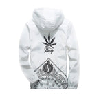 Hooded Jacket with Harajuku Leaf Print for Couples Pi-Mart