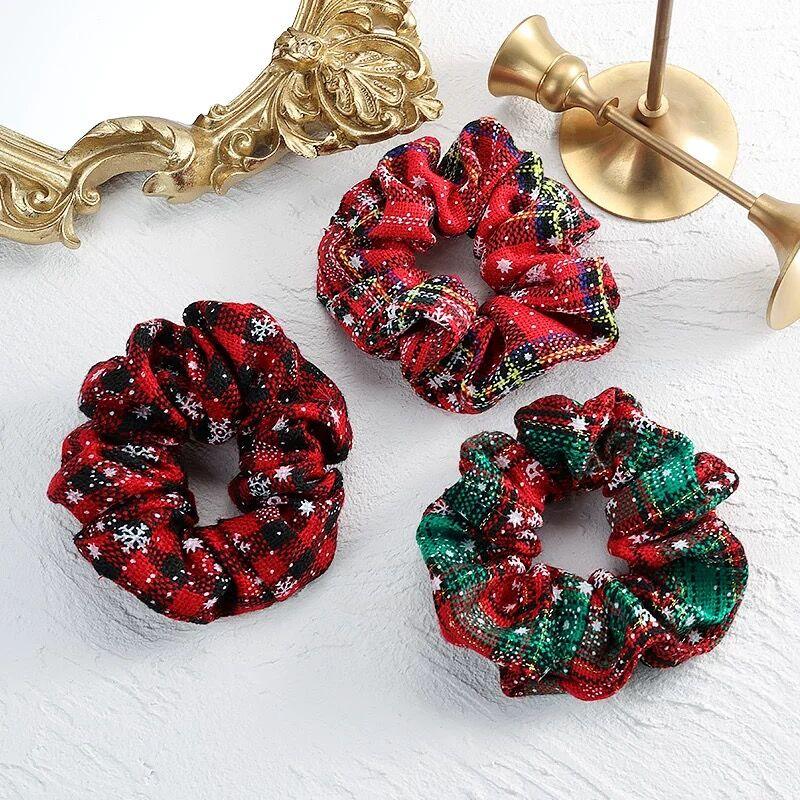 4.38 Inch Fashion Christmas Scrunchie Elastic New Handmade Head Bands Hair Rope Ponytail Holder Headdress Ponytail Holder Accessories for Women Stevvex