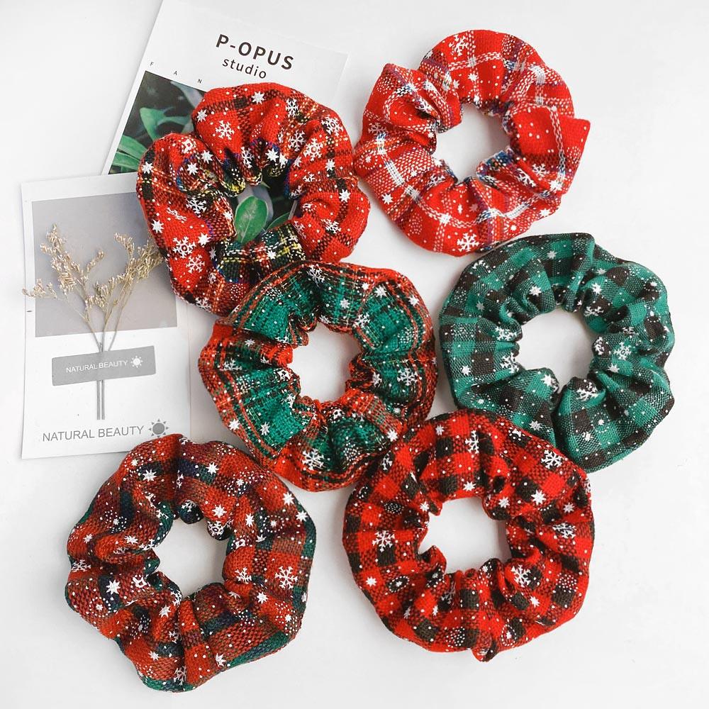 4.38 Inch Fashion Christmas Scrunchie Elastic New Handmade Head Bands Hair Rope Ponytail Holder Headdress Ponytail Holder Accessories for Women Stevvex