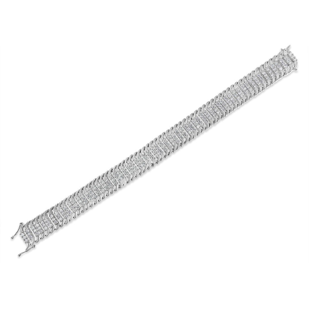 14K White Gold 5.0 Cttw Round Brilliant Cut Diamond 7" S Wave Serpentine Tennis Bracelet (H-I Color, I1-I2 Clarity) Lootquake LLC