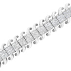 14K White Gold 5.0 Cttw Princess Cut Diamond 7" Invisible Set Wavy S-Link Tennis Bracelet (G-H Color, SI1-SI2 Clarity) Lootquake LLC