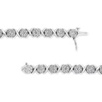 14K White Gold 6-1/3 Cttw Round Brilliant-Cut Diamond Round Cluster & X-Link 7" Tennis Bracelet (I-J Color, SI2-I1 Clarity) Lootquake LLC